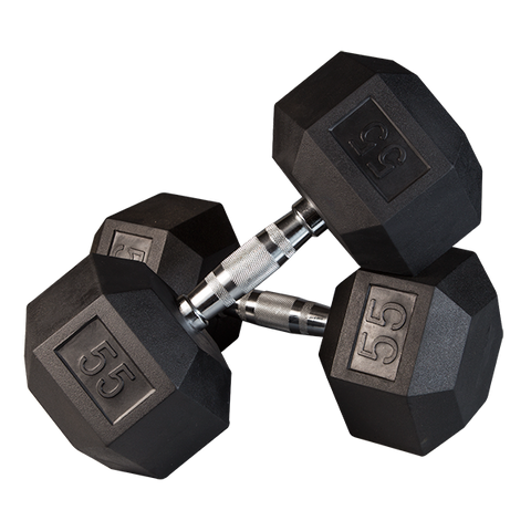 Dumbbells: Rubber Hex with Chrome Contour Handles